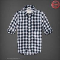 heren abercrombie fitch plaid lang overhemd moose logo wit zwart Echt Wholesale aq07y489